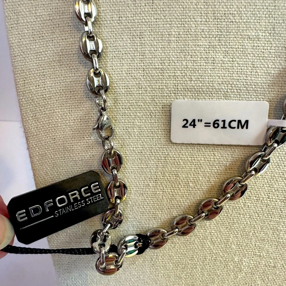 Edforce Stainless Steel Men’s Chain Necklace 24”